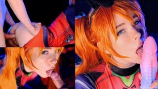 Asuka Langley-Short haired teen gets her pussy filled with cum