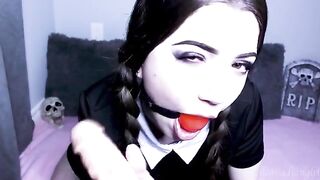 Wednesday Addams gets fucked by a big dildo and gives a facial - lilcanadiangirl