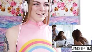 Carly Rae Summers reacts to a rough sex compilation with James Deen