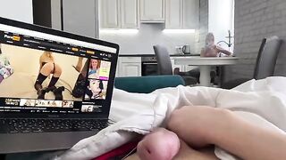 A stunning blonde caught me jerking off on her and offered to help me out