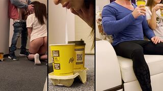 A delivery guy got his dick sucked by a cheating wife in a hot cuckold scene