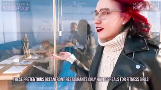 Kiss Cat loves breakfast with sausage - Outdoor sex with a Russian student on the street