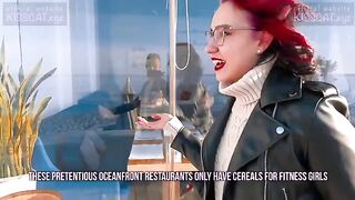 Kiss Cat loves breakfast with sausage - Outdoor sex with a Russian student on the street