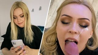 A beautiful neighbor came to visit and got a stunning blowjob