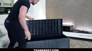 Petite babe Lana Roy gets her ass gapped by a huge cock in a prank scene