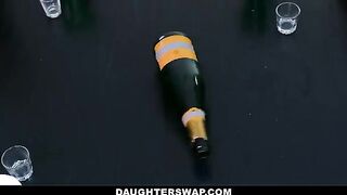 Spin the bottle: sluts fuck their stepdads in dare game