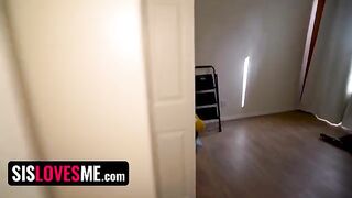 A sexy step sister is making a naughty show for her online followers