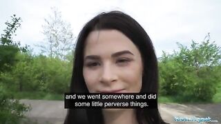 A pervert spies on a babe taking a piss with his drone and fucks her for cash