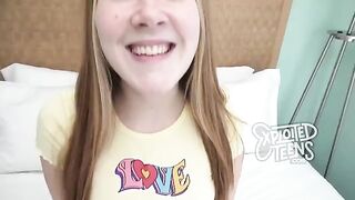 Redhead with freckles and bright red pubic hair has sex on cam