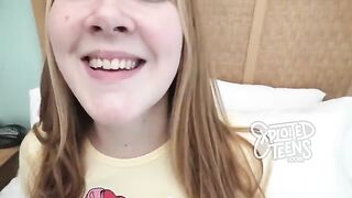 Redhead with freckles and bright red pubic hair has sex on cam