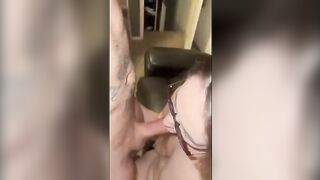 The wife has fun with a tattooed guy while her husband is not around