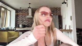 Nice slut in glasses fucks with her boyfriend and gets cum on her face