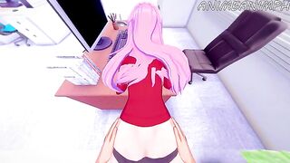 Shikimori Micchon gets her pussy railed in a steamy anime scene