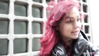 German college girl Ria Red gets fucked by agent on camera