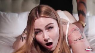Gracie Squirts, PAWG with tattoos, gets her beaver smeared with BBC cum