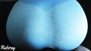 A cute girl in yoga pants has sex with her boyfriend on the couch