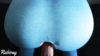 A cute girl in yoga pants has sex with her boyfriend on the couch