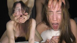 A tiny college girl is getting fucked roughly by a big guy in this hardcore video
