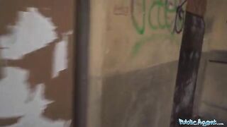 An 18-year-old girl demonstrates her blowjob and sex skills in a basement