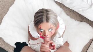 A girl with a Halloween costume is fucking crazy