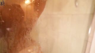 A young girl has sex with a big dildo in the shower - Amateur