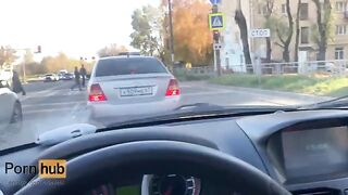 A hot MILF is having fun with the young taxi driver on a construction site