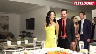 A rough and passionate orgy unfolds at a college party with intense action