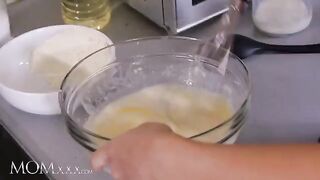 Florane Russell spanks and eats pussy of petite stepdaughter Jenny Wild in the kitchen
