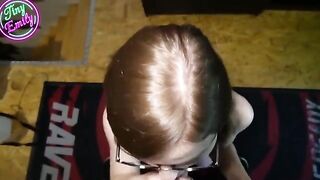 The student is very greedy and perverted, she gets her glasses full of cum