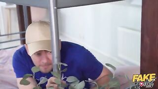 A cheating GF got caught and fucked in a hostel, cream on her pussy