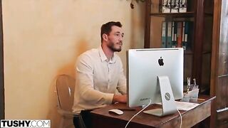 A girl realizes her dream of having anal sex with a hot coworker