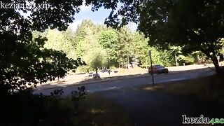 Kezia Slater teaches how to squirt on the sidewalk in the park, true to her wild style