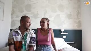 Couple has their first fun at the hotel with dirty talk