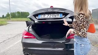 Young Italian babe buys a used car and fucks the seller