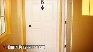 Clover and Scarlet Red enjoy intense sex while neighbor watches
