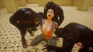 A bearded man was picked up by a furry monster in the jungle