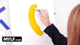 Artistic mom with big tits seduces and fucks her male nude painting model