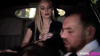 Bombshell Angelina Brill seduced driver for a kinky threesome