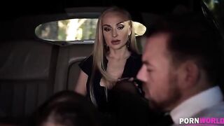 Bombshell Angelina Brill seduced driver for a kinky threesome