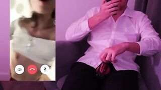 The guy broke off on the phone and cuminated in his pants