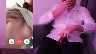 The guy broke off on the phone and cuminated in his pants
