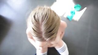 A sweet and sweaty teen gets fucked hard in gym