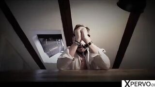 Two insatiable step-sisters are sharing their sex slave in a steamy scene