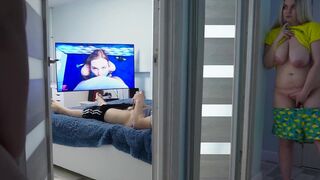 Pervert stepdad spies on his stepdaughter to fuck