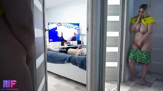 Pervert stepdad spies on his stepdaughter to fuck