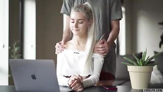 Eva Elfie gets creampied after a zoom class mishap