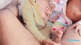 A trio with a pregnant woman of 6 months, who loves to eat huge cocks