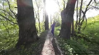 A cum shot in the mouth of a girl in the public garden