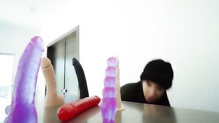I got fucked in my ass and pussy by the neighbor's dildos until I squirted