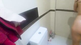 Busty stepmom fucks me thinking I’m her husband, shower sex with wet pussy